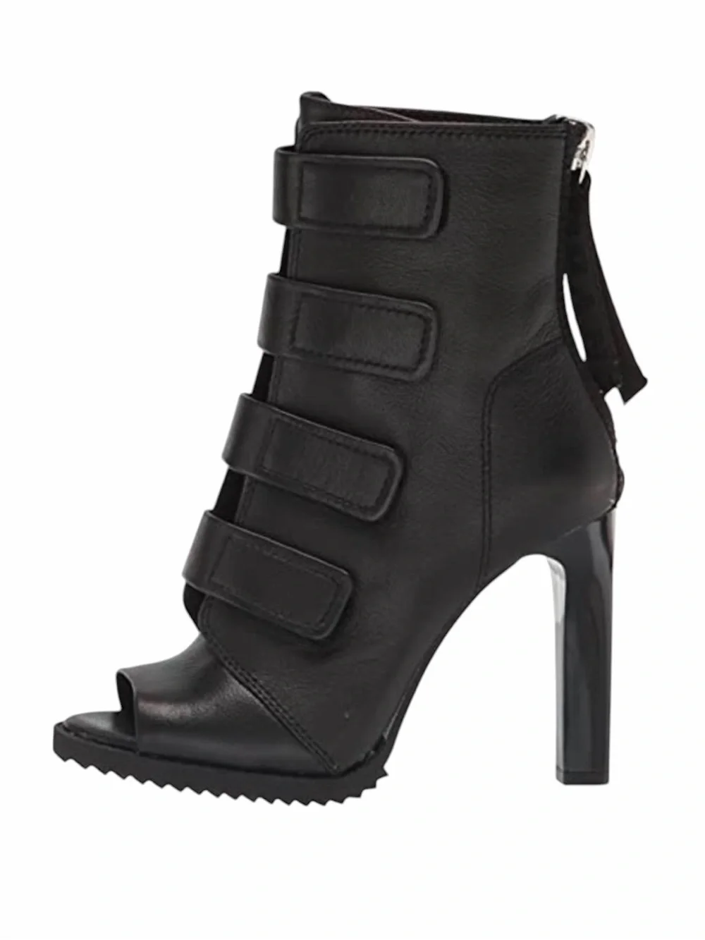 DKNY Black Leather Peep Toe Strappy Booties/Shoes Size 8.5M